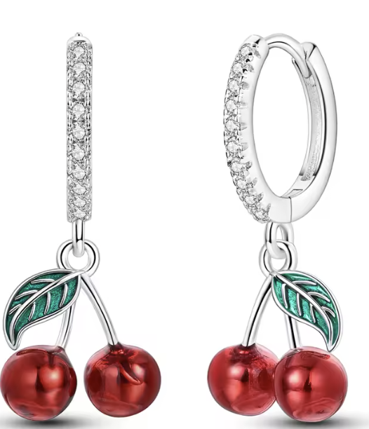 Cherry hoop earrings